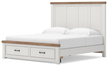 Savonport White/Brown King Panel Storage Bed from Ashley - Luna Furniture