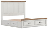 Savonport White/Brown King Panel Storage Bed from Ashley - Luna Furniture