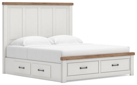 Savonport White/Brown King Panel Storage Bed from Ashley - Luna Furniture