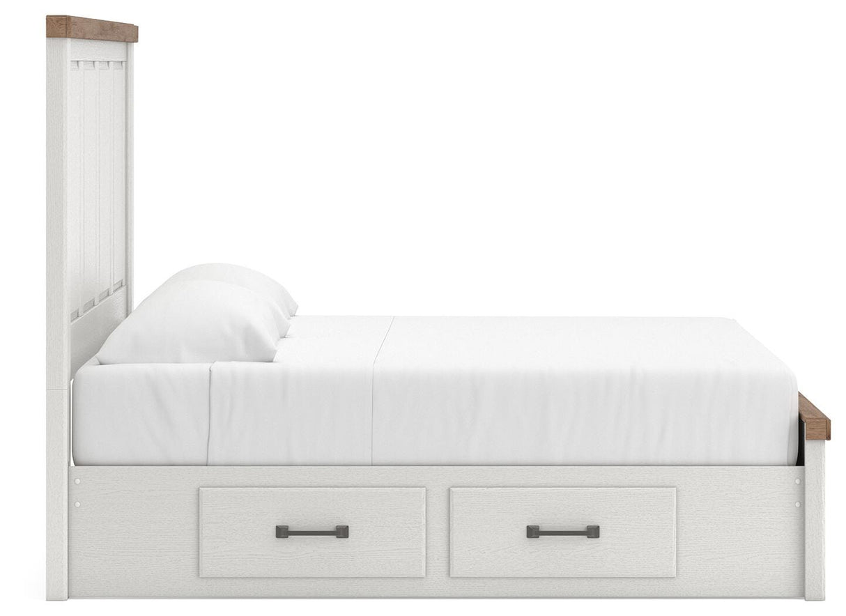Savonport White/Brown King Panel Storage Bed from Ashley - Luna Furniture