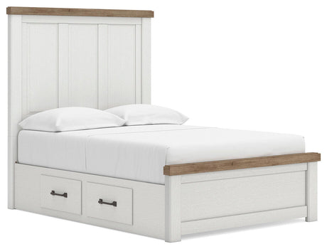 Savonport White/Brown Full Panel Storage Bed from Ashley - Luna Furniture