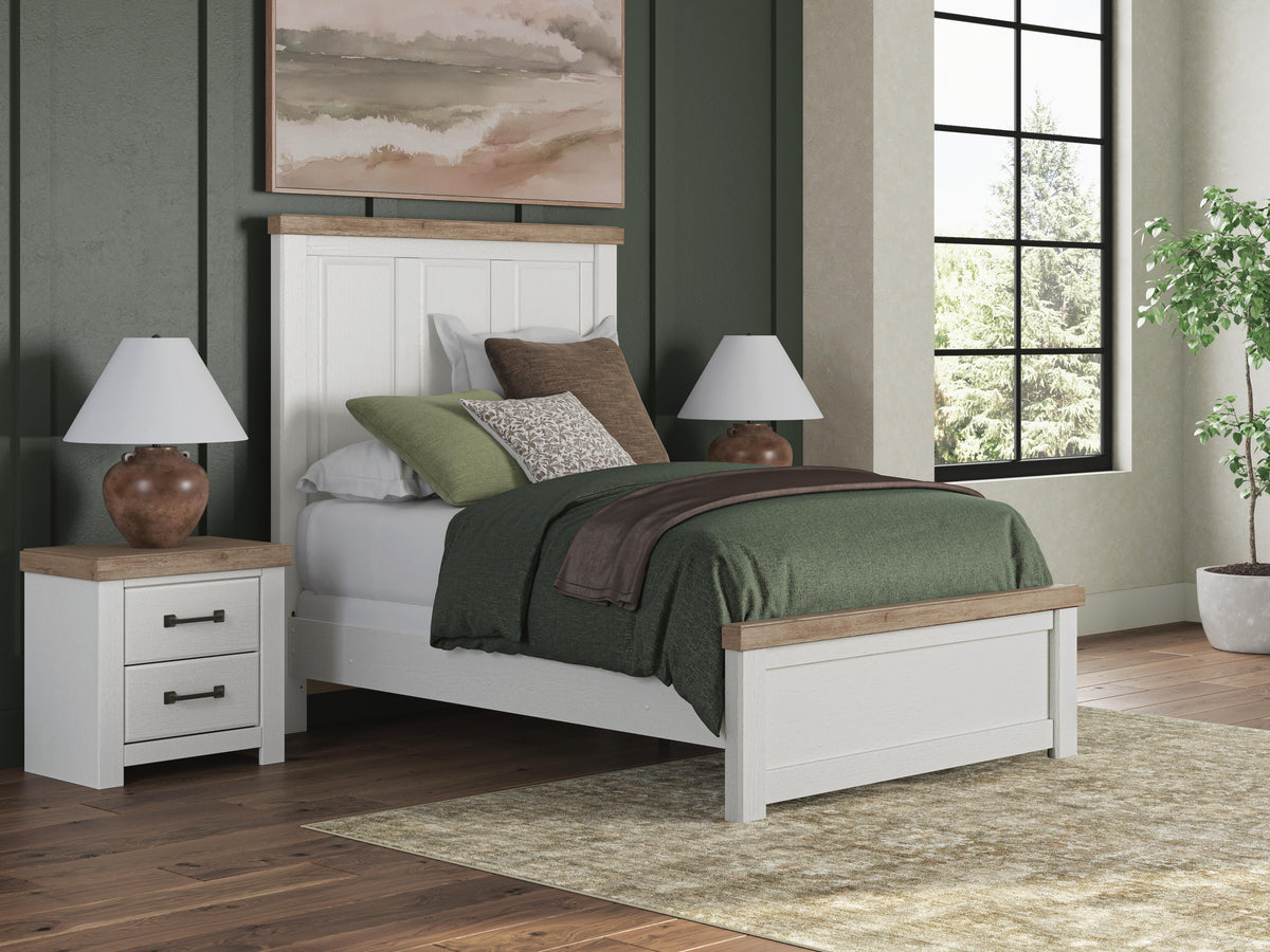 Savonport White/Brown Full Panel Bed, Chest and Nightstand from Ashley - Luna Furniture