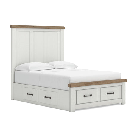 Savonport White/Brown Full Panel Storage Bed from Ashley - Luna Furniture