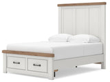 Savonport White/Brown Full Panel Storage Bed from Ashley - Luna Furniture