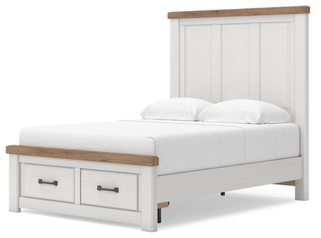 Savonport White/Brown Full Panel Storage Bed from Ashley - Luna Furniture
