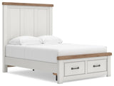 Savonport White/Brown Full Panel Storage Bed from Ashley - Luna Furniture