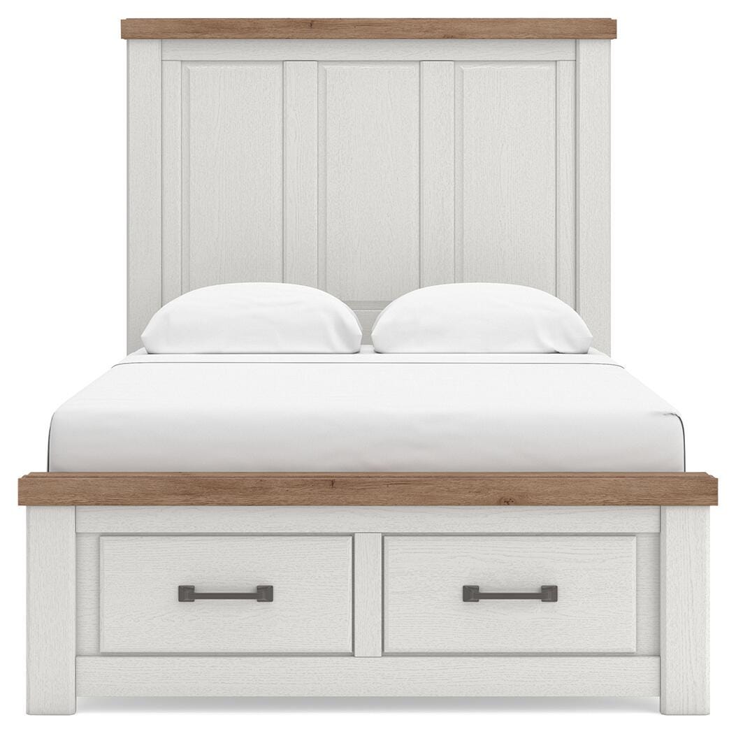 Savonport White/Brown Full Panel Storage Bed from Ashley - Luna Furniture