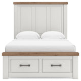 Savonport White/Brown Full Panel Storage Bed from Ashley - Luna Furniture