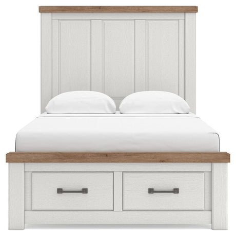 Savonport White/Brown Full Panel Storage Bed from Ashley - Luna Furniture