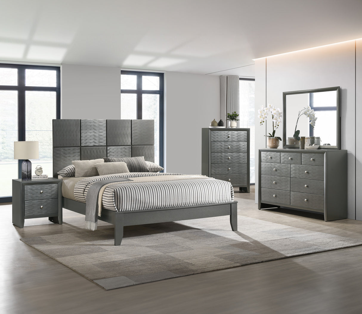 Denker Gun Metal Twin Bed from Crown Mark - Luna Furniture
