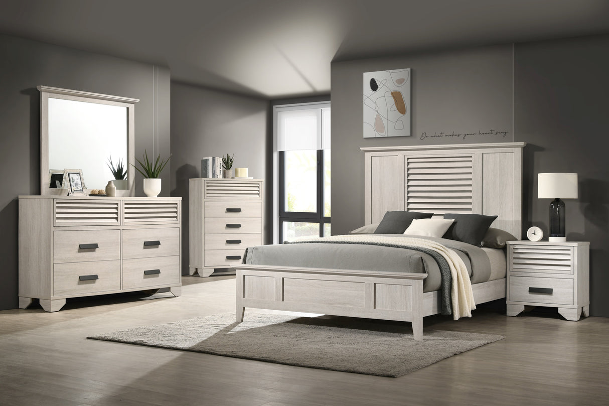 Sarter White King Panel Bed from Crown Mark - Luna Furniture