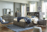 Caitbrook Gray Queen Bookcase Storage Platform Bed from Ashley - Luna Furniture