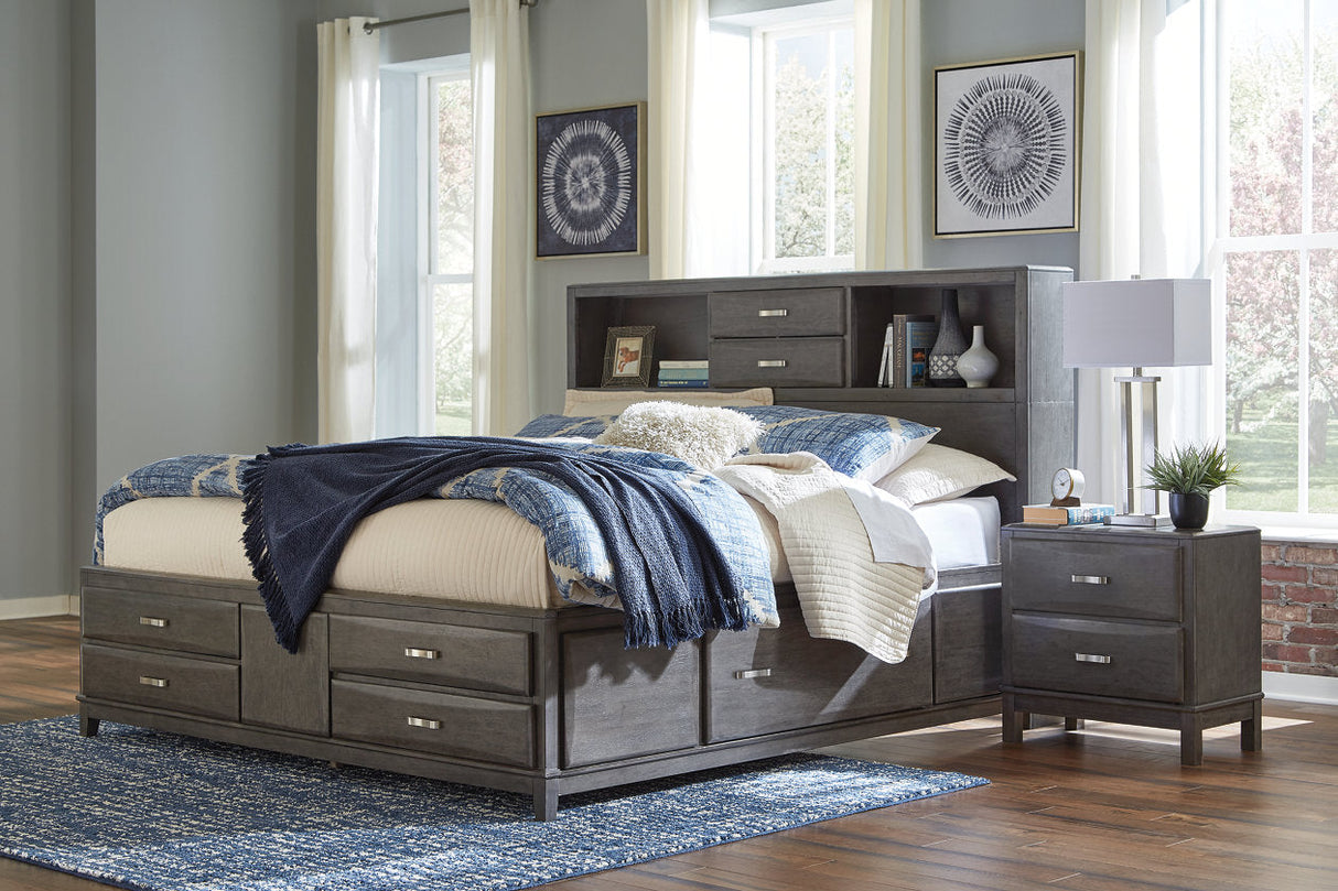 Caitbrook Gray Queen Bookcase Storage Platform Bed from Ashley - Luna Furniture