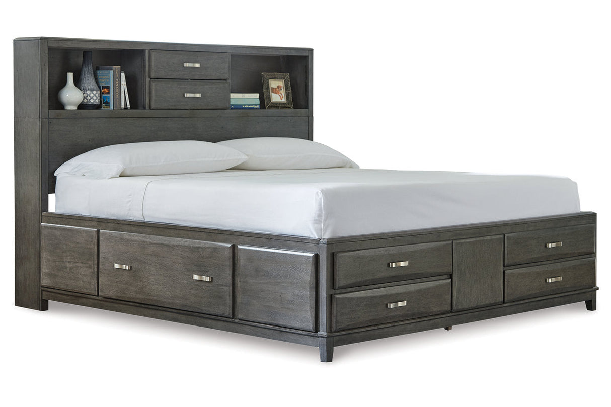 Caitbrook Gray Queen Bookcase Storage Platform Bed from Ashley - Luna Furniture