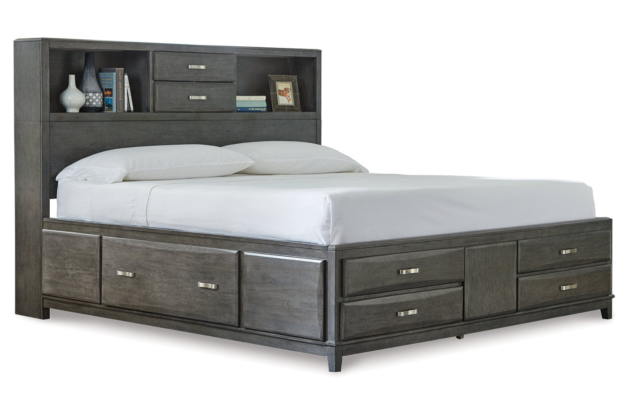 Caitbrook Gray Queen Bookcase Storage Platform Bed from Ashley - Luna Furniture