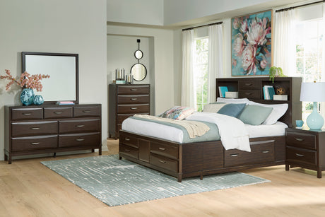 Vanmore Dark Brown California King Bookcase Storage Platform Bed from Ashley - Luna Furniture