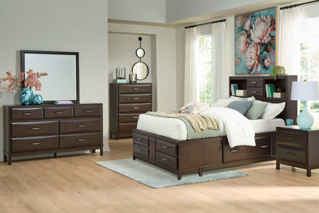 Vanmore Dark Brown Full Bookcase Storage Platform Bed from Ashley - Luna Furniture