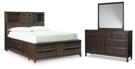Vanmore Dark Brown Full Storage Bed, Dresser and Mirror from Ashley - Luna Furniture