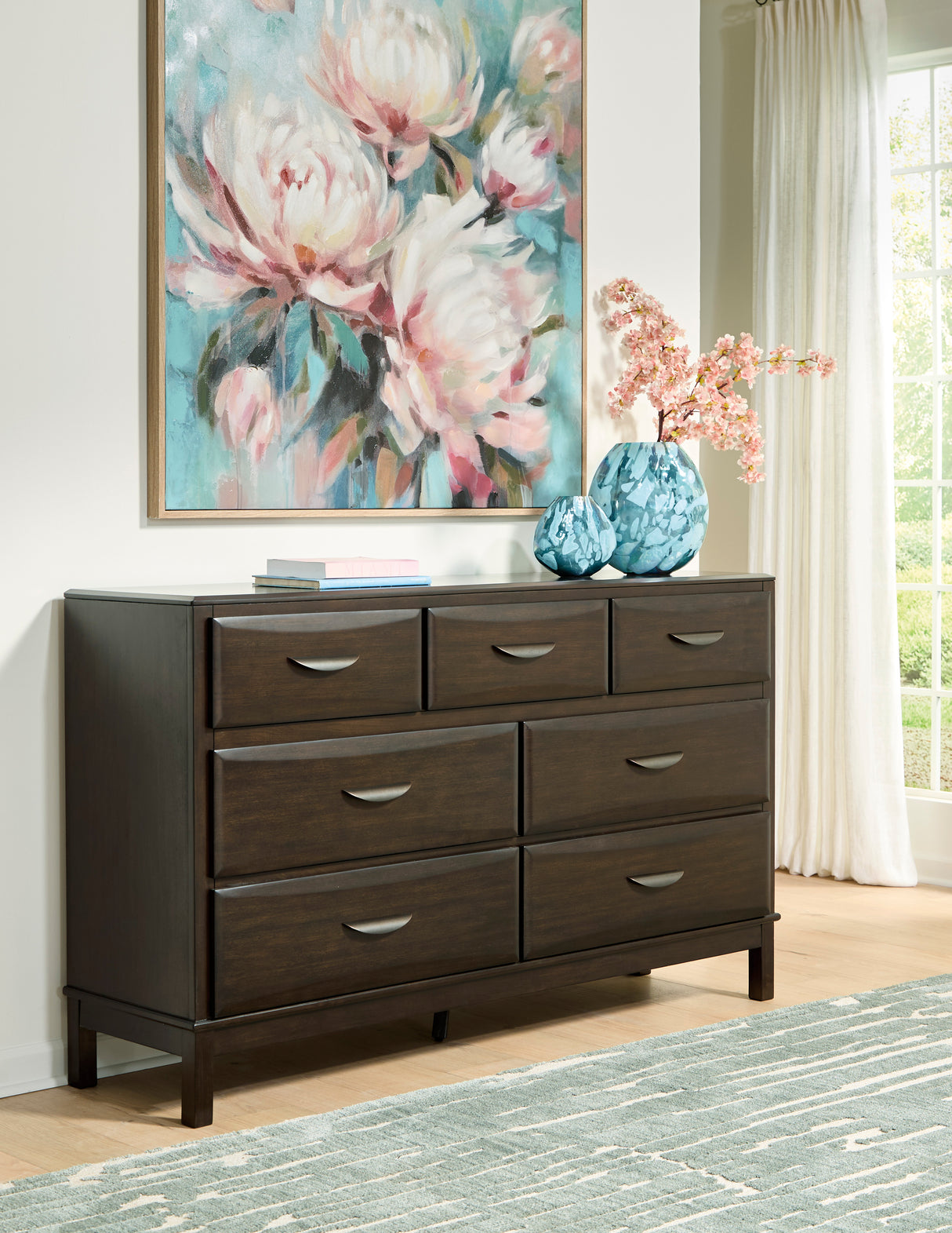 Vanmore Dark Brown Bookcase Storage Platform Bedroom Set from Ashley - Luna Furniture