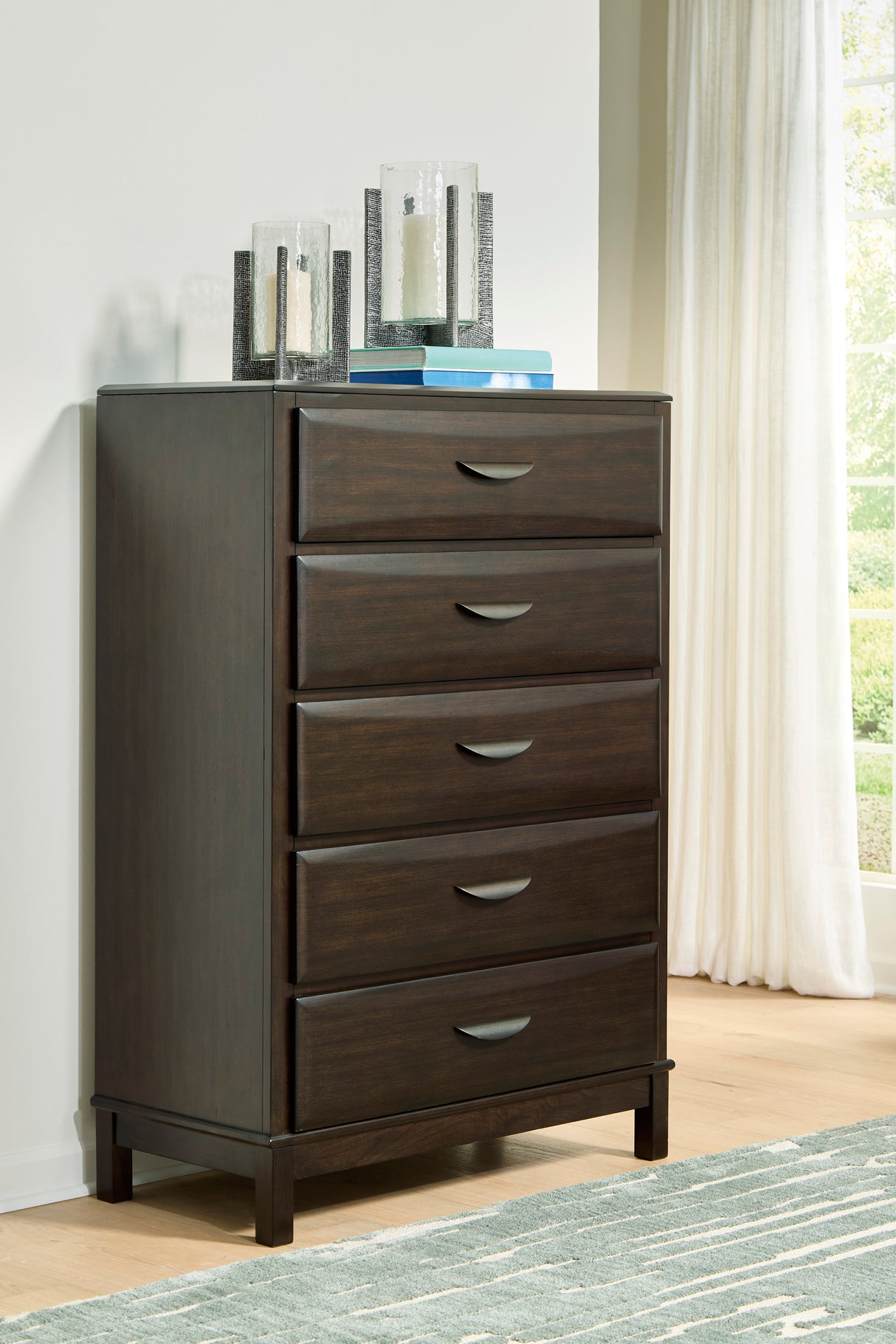 Vanmore Dark Brown Bookcase Storage Platform Bedroom Set from Ashley - Luna Furniture