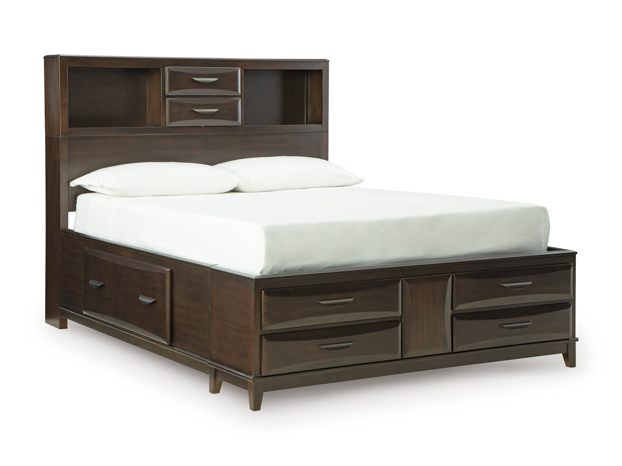 Vanmore Dark Brown Bookcase Storage Platform Bedroom Set from Ashley - Luna Furniture