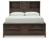 Vanmore Dark Brown Queen Bookcase Storage Platform Bed from Ashley - Luna Furniture