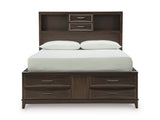 Vanmore Dark Brown Queen Bookcase Storage Platform Bed from Ashley - Luna Furniture