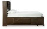 Vanmore Dark Brown Queen Bookcase Storage Platform Bed from Ashley - Luna Furniture