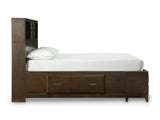 Vanmore Dark Brown Bookcase Storage Platform Bedroom Set from Ashley - Luna Furniture