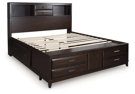 Vanmore Dark Brown King Bookcase Storage Platform Bed from Ashley - Luna Furniture
