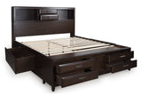 Vanmore Dark Brown California King Bookcase Storage Platform Bed from Ashley - Luna Furniture