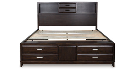 Vanmore Dark Brown California King Bookcase Storage Platform Bed from Ashley - Luna Furniture
