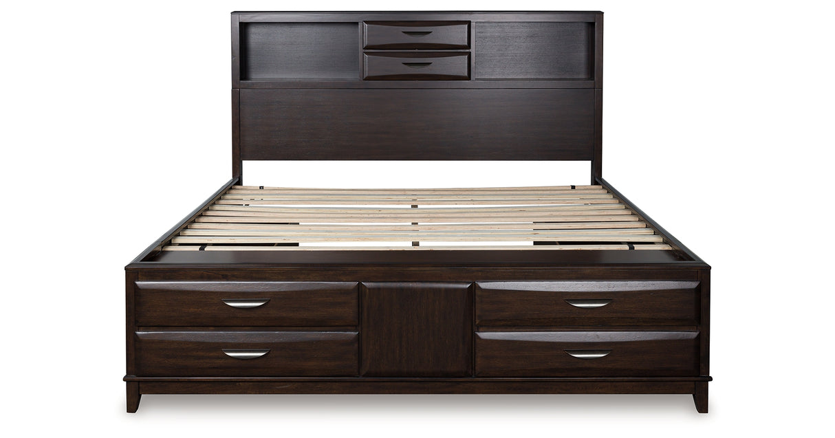 Vanmore Dark Brown King Bookcase Storage Platform Bed from Ashley - Luna Furniture