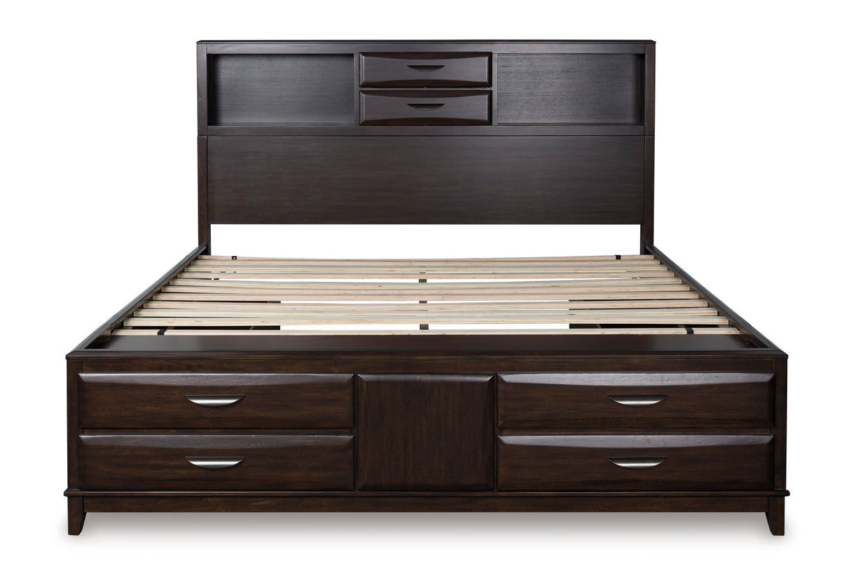 Vanmore Dark Brown California King Bookcase Storage Platform Bed from Ashley - Luna Furniture