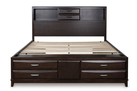 Vanmore Dark Brown California King Bookcase Storage Platform Bed from Ashley - Luna Furniture