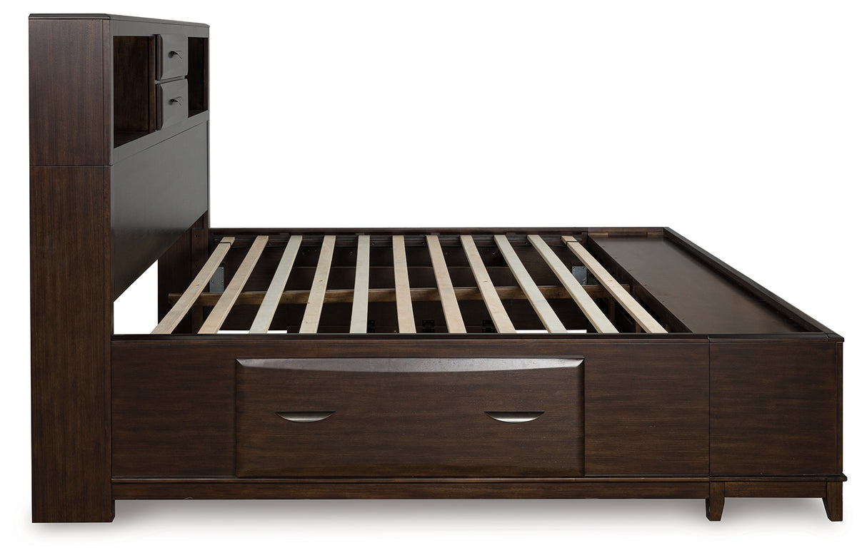 Vanmore Dark Brown King Bookcase Storage Platform Bed from Ashley - Luna Furniture