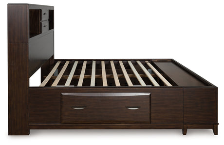 Vanmore Dark Brown California King Bookcase Storage Platform Bed from Ashley - Luna Furniture
