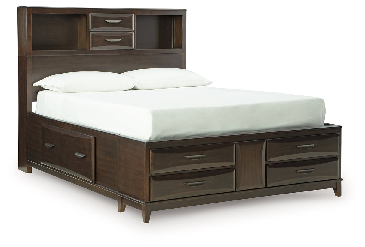Vanmore Dark Brown Full Bookcase Storage Platform Bed from Ashley - Luna Furniture
