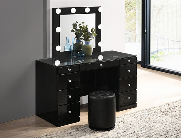 Morgan Black Round Swivel Stool from Crown Mark - Luna Furniture