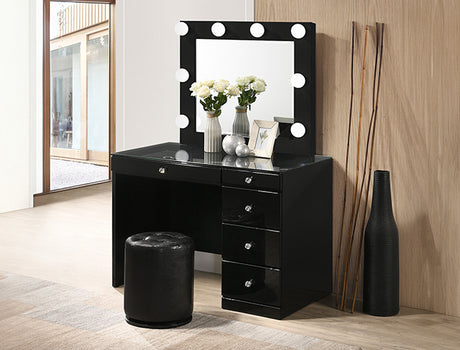 Morgan Black Round Swivel Stool from Crown Mark - Luna Furniture