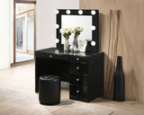 Morgan Black Makeup Vanity Set with Lighted Mirror from Crown Mark - Luna Furniture