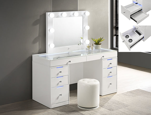 Morgan White Round Swivel Stool from Crown Mark - Luna Furniture