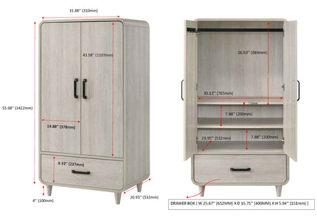 Nyomi White Armoire from Crown Mark - Luna Furniture