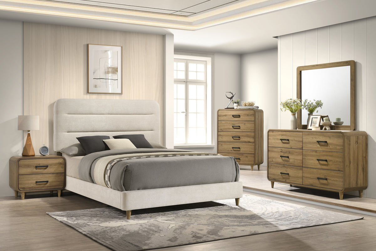 Nyomi White/Brown Upholstered Bedroom Set from Crown Mark - Luna Furniture