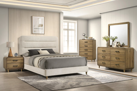 Nyomi White/Brown Upholstered Bedroom Set from Crown Mark - Luna Furniture