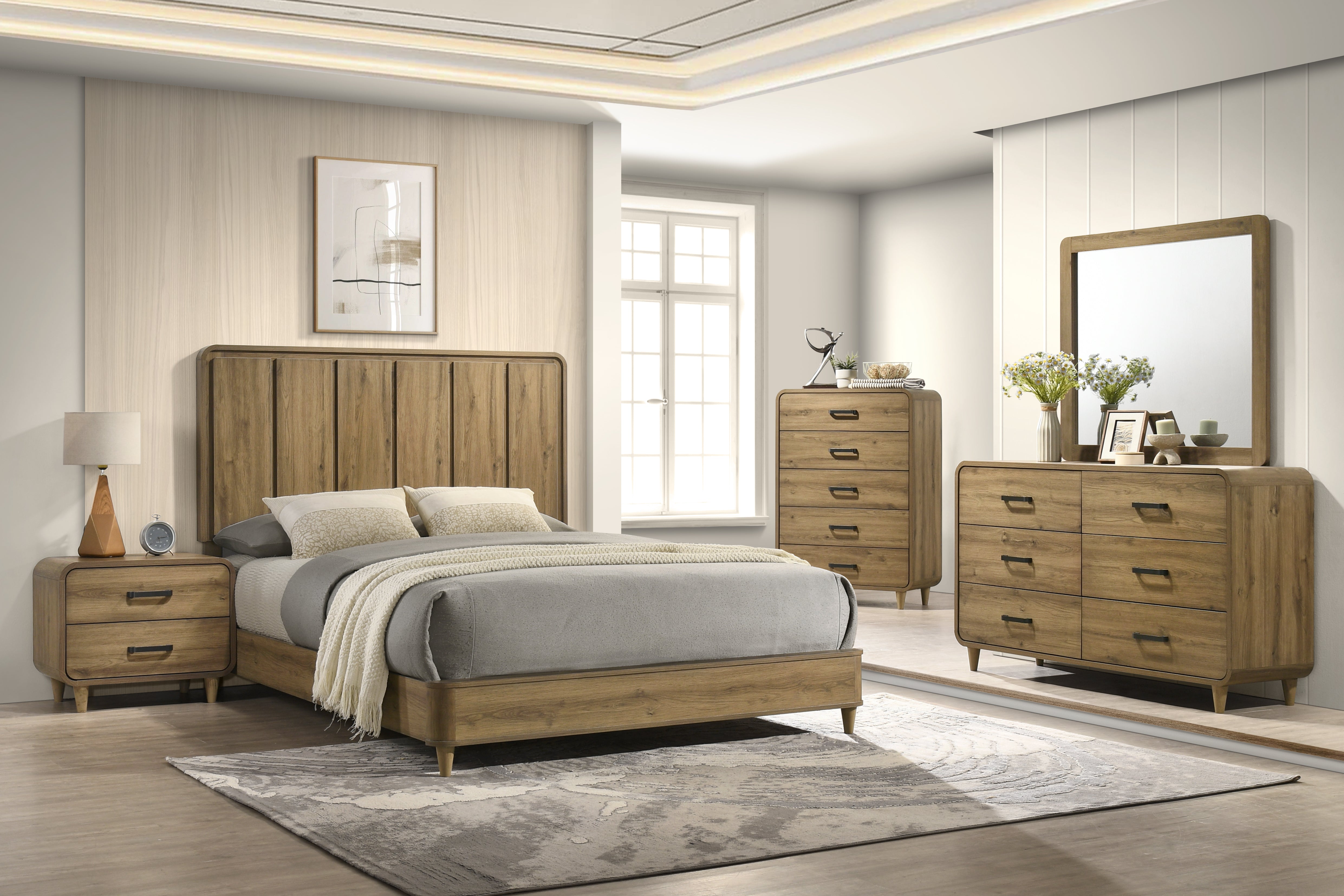 Crown Mark Nyomi Light Brown King Panel Bed – Luna Furniture