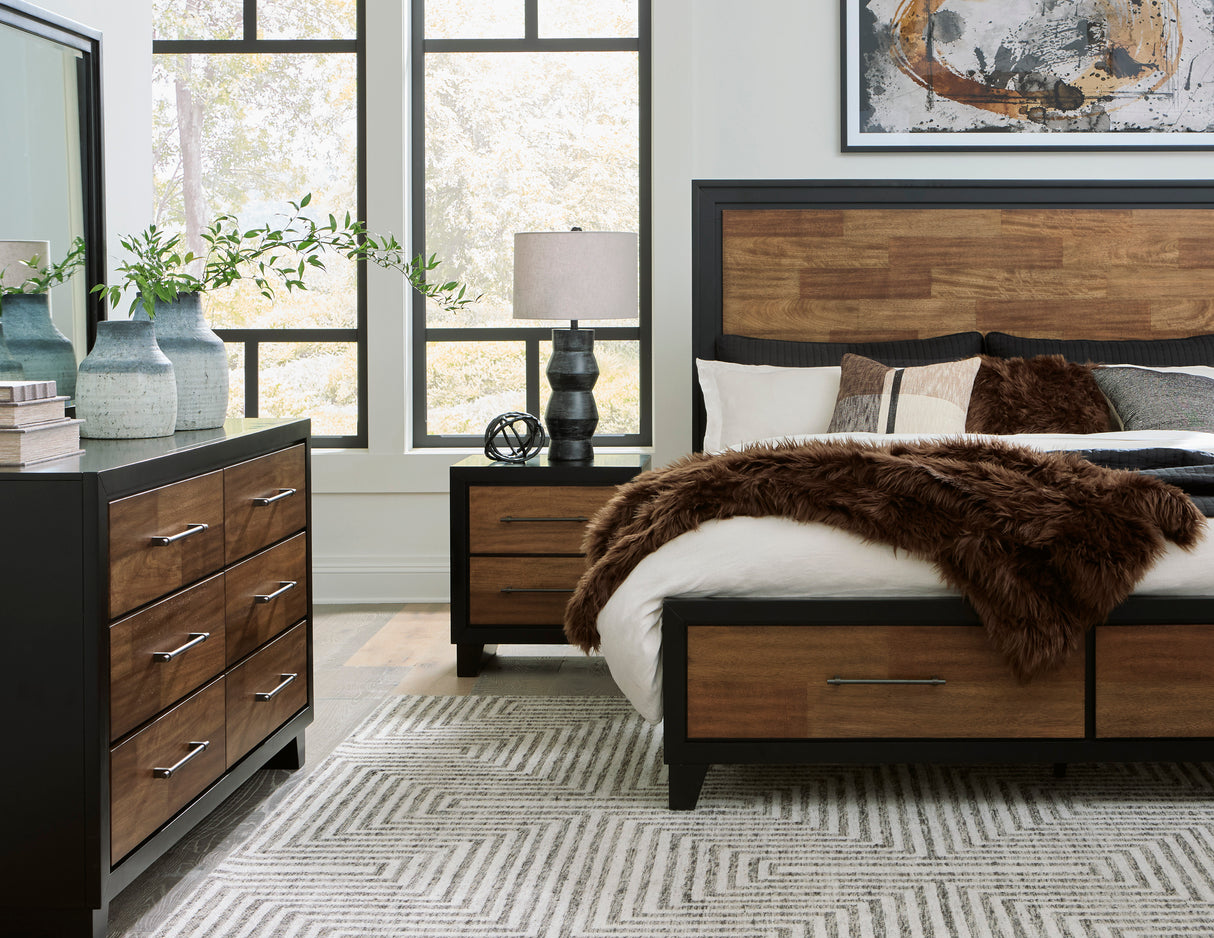 Kraeburn Brown/Black King Storage Panel Bed from Ashley - Luna Furniture