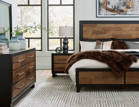 Kraeburn Brown/Black King Storage Panel Bed from Ashley - Luna Furniture