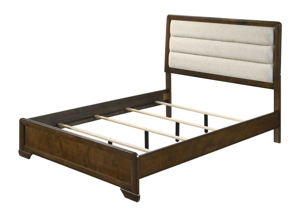 Coffield Brown Queen Upholstered Panel Bed