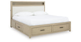 Calmoro Gray King Bookcase Bed with Mirrored Dresser and Nightstand from Ashley - Luna Furniture